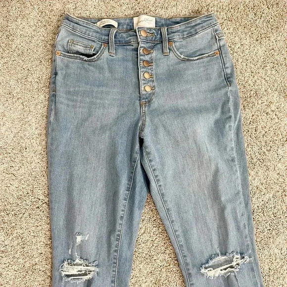 Universal Thread Stretch Denim High-Rise Skinny Distress Jeans Blue Size 4/27R - Picture 3 of 11